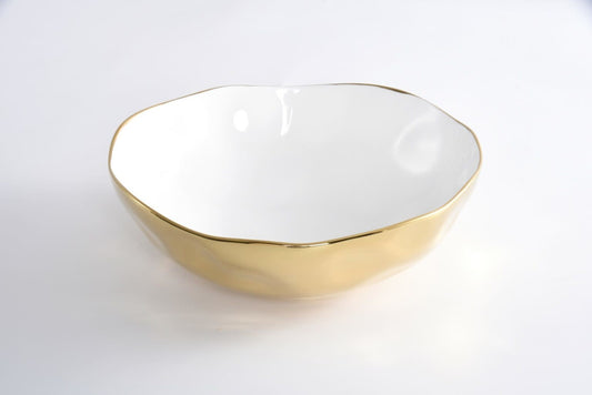 Wide Bowl | White + Gold