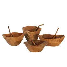 Montes Doggett Handcrafted Wood Bowl + Spoon Set | 3x2x2.5in