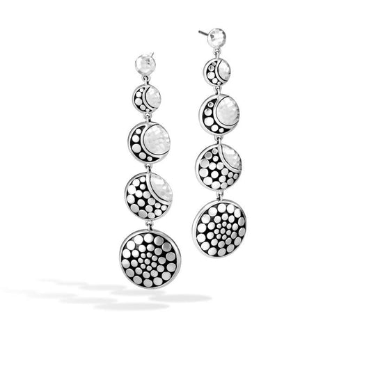 Dot Moon Phase Drop Hammered Earring