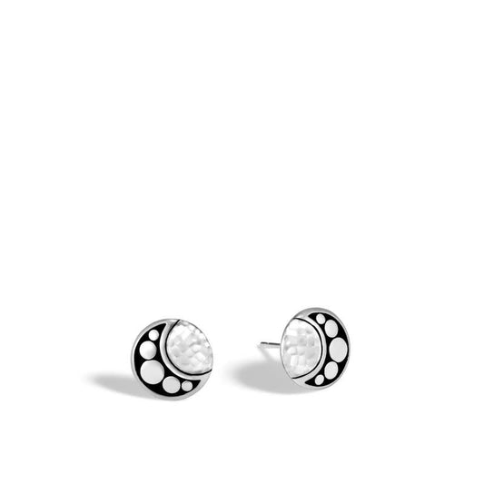 Dot Moon Phase 11MM Hammered Stud Earrings