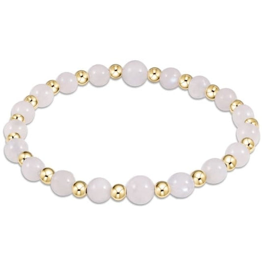 Gold Grateful Pattern 6mm Bead Bracelet - Moonstone