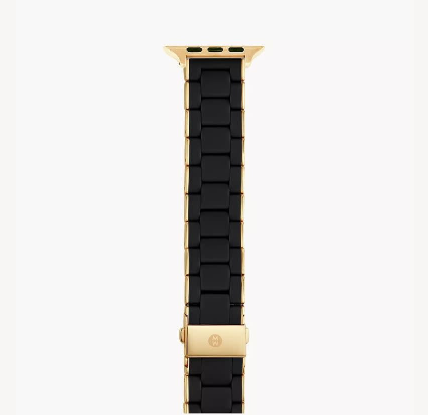Michele Apple Watch Band | Black Silicone + Gold Stainless