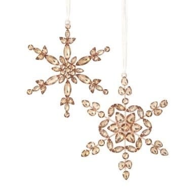 Blush Rhinestone Snowflake Ornaments Assorted | 6in