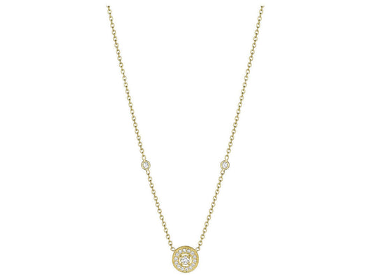 Pave Yellow Gold Round Necklace