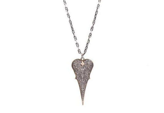 Pave Heart Shield Necklace