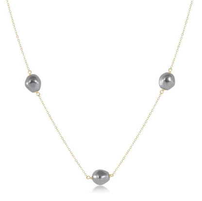 Choker Admire Simplicity Chain Gold Pearl Dark Grey 15in