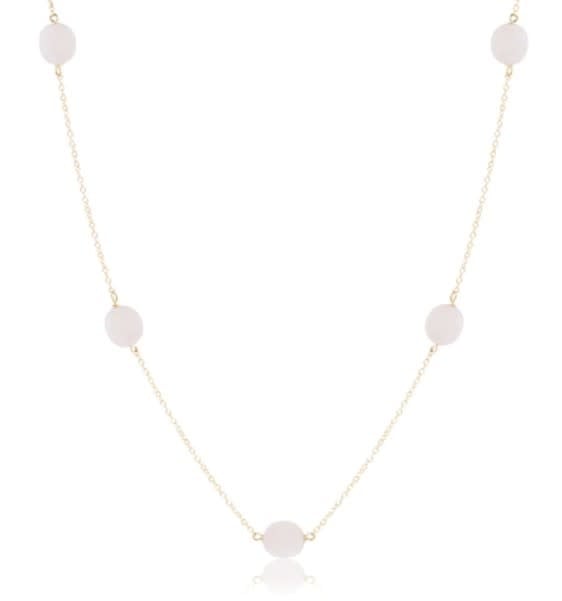 Admire Simplicity Chain Gold 15" Choker Necklace - Rose Quartz