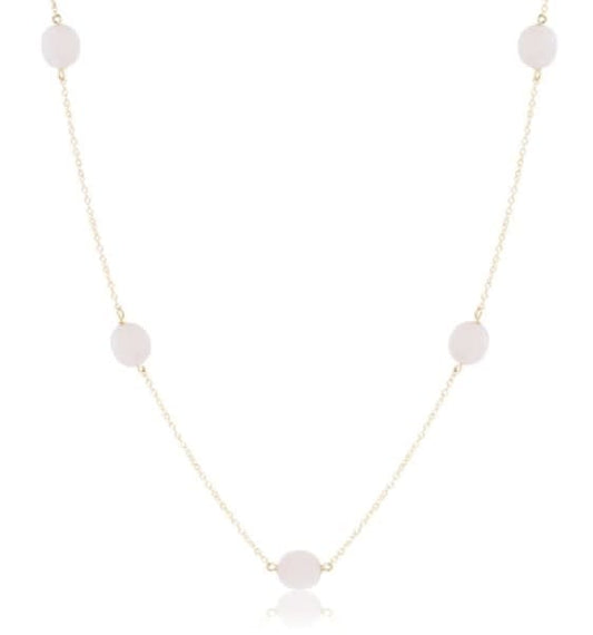 Admire Simplicity Chain Gold 15" Choker Necklace - Rose Quartz