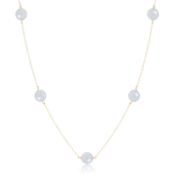 Admire Simplicity Chain Gold 15" Choker Necklace - Aquamarine