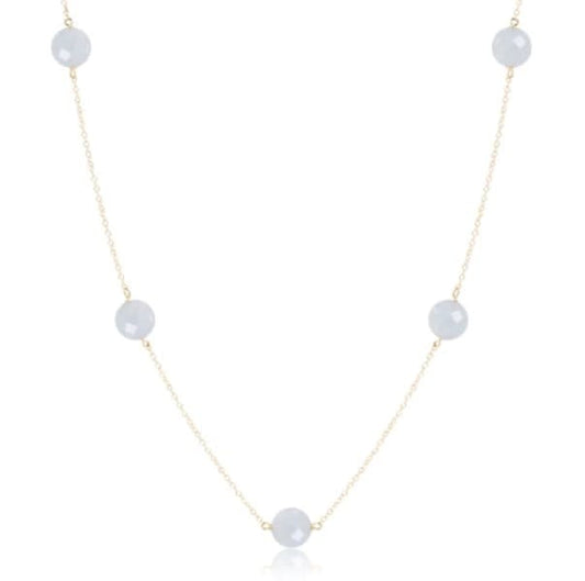 Admire Simplicity Chain Gold 15" Choker Necklace - Aquamarine