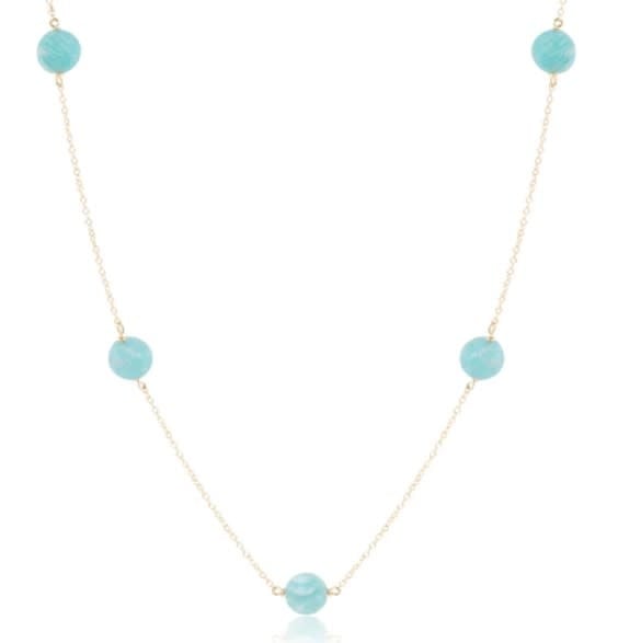 Admire Simplicity Chain Gold 15" Choker Necklace - Amazonite
