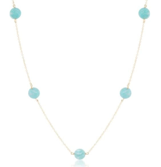 Admire Simplicity Chain Gold 15" Choker Necklace - Amazonite