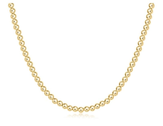 Classic Gold 4mm Beaded Choker Necklace | 15in