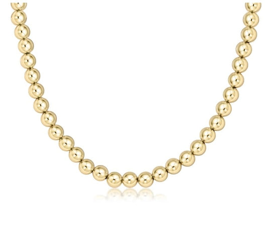 Classic Gold 8mm Beaded Choker Necklace | 15in