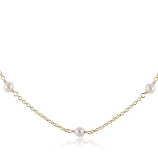 eNewton 4mm Pearl Simplicity Chain Choker Necklace | 15in