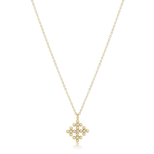 Classic Gold Beaded Signature Cross Encompass Charm Necklace | 16in