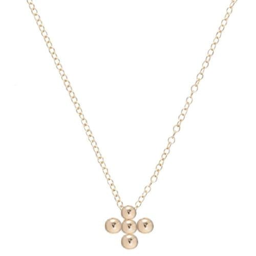 eNewton Classic Signature Cross Gold 3mm Bead Necklace | 16in