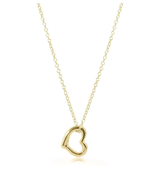 Love Open Heart Charm Gold Necklace | 16in