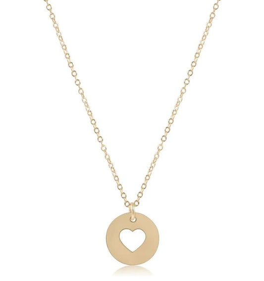 Love Heart Disc Gold Necklace | 16in