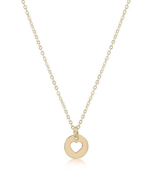 Love Heart Small Disc Gold Necklace | 16in