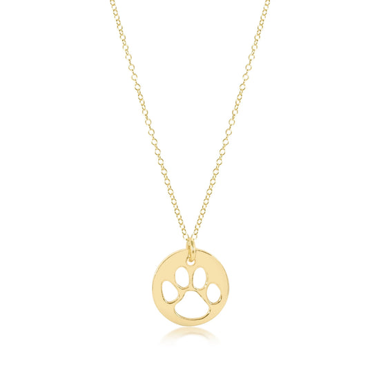 Necklace Gold Paw Print 16in
