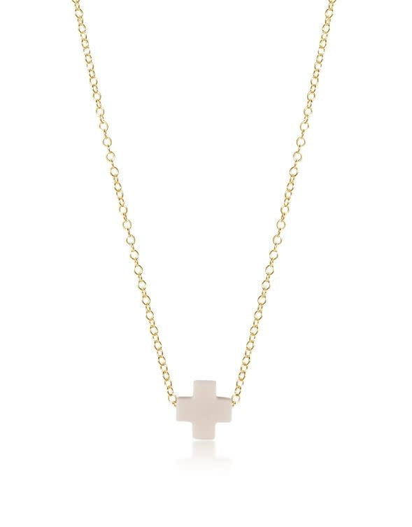 Signature Cross Gold Necklace | 16in Off-White