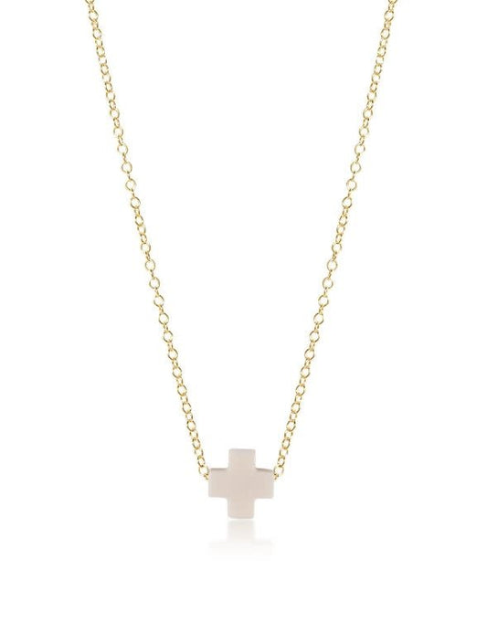 Signature Cross Gold Necklace | 16in Off-White