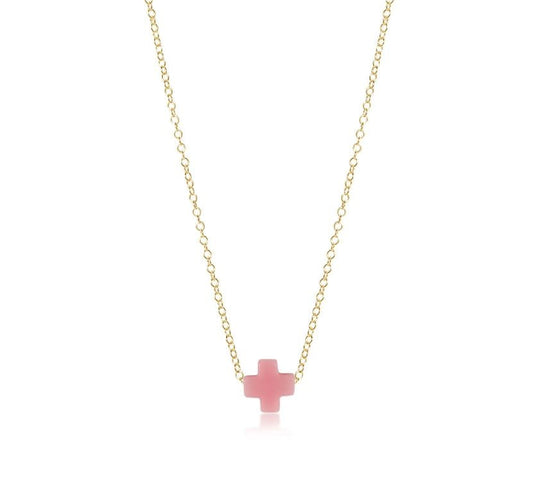 Signature Cross Gold Necklace | 16in Pink