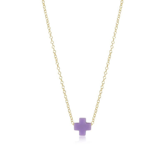 Signature Cross Gold Necklace | 16in Purple