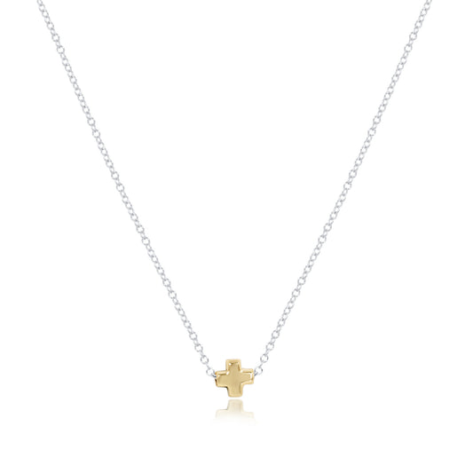 eNewton Small Gold Signature Cross Necklace| 16in Mixed Metal