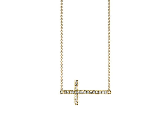 Diamond East West Cross Necklace