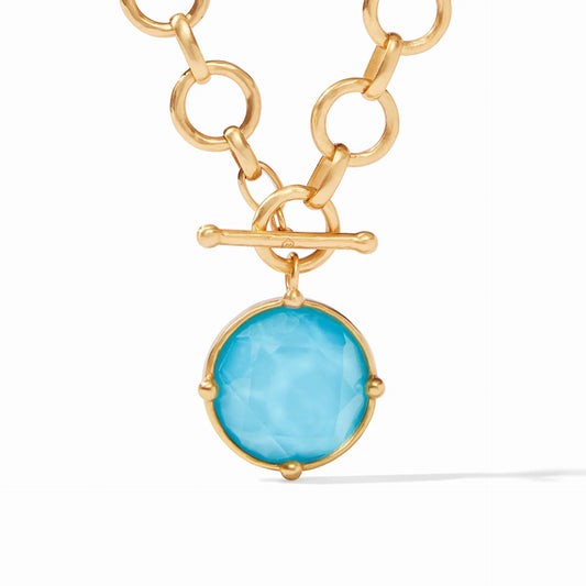 Colette Statement Necklace Gold Iridescent Pacific Blue
