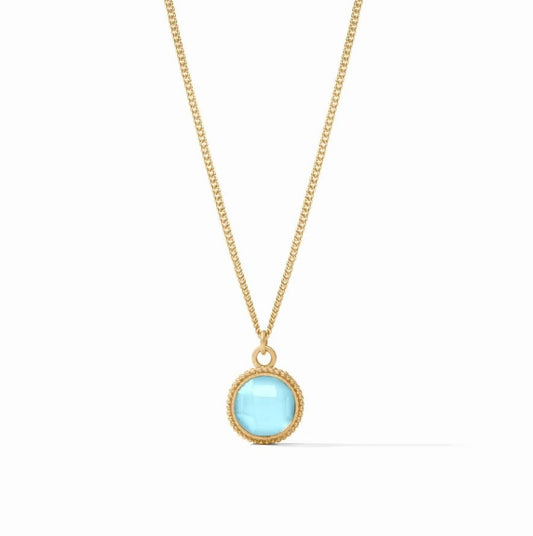 Fleur-de-Lis Solitaire Necklace | Iridescent Capri Blue