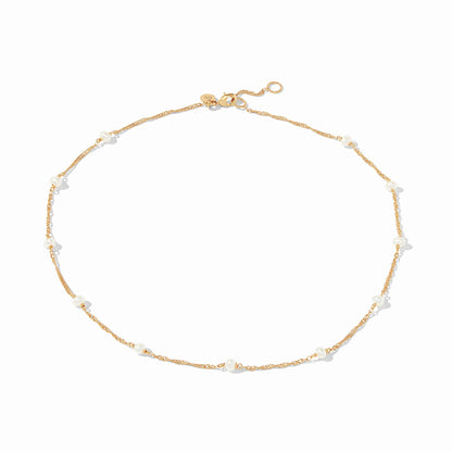 Charlotte Pearl Delicate Station Gold Necklace | Pearl 16.5in+