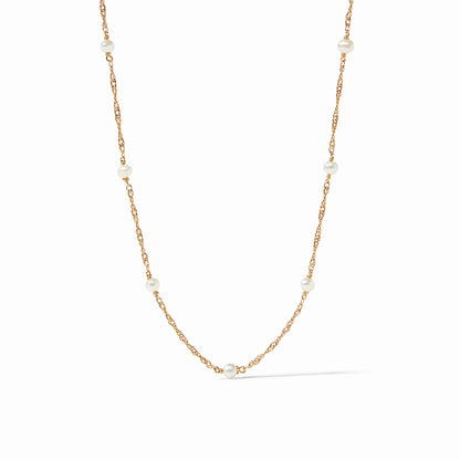 Charlotte Pearl Delicate Station Gold Necklace | Pearl 16.5in+