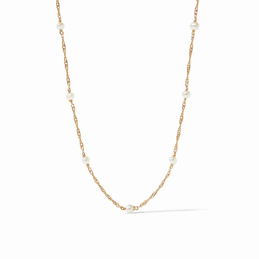 Charlotte Pearl Delicate Station Gold Necklace | Pearl 16.5in+
