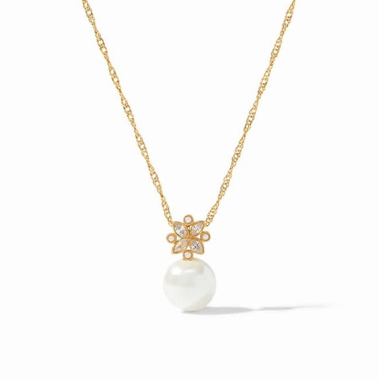 Charlotte Delicate Necklace | Pearl + Cubic Zirconia