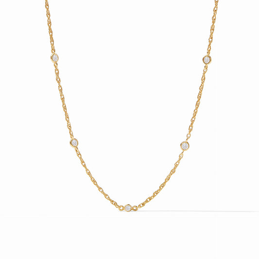 Celeste Delicate Station Gold Necklace | 16.5-17.5in Cubic Zirconia