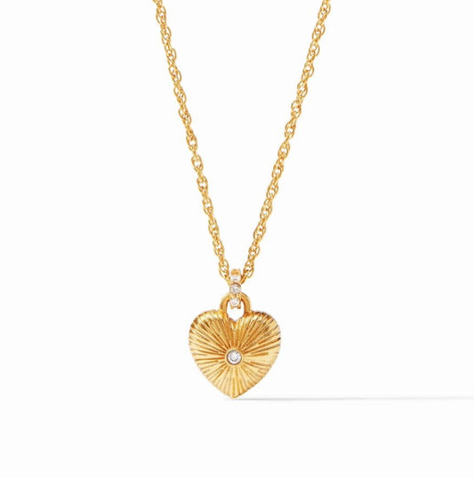 Esme Heart + Bezel Set Cubic Zirconia Solitaire Necklace | 16.5-17.5in