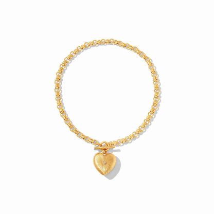 Vintage Inspired Esme Heart + Bezel Set Cubic Zirconia Necklace | 18.5in