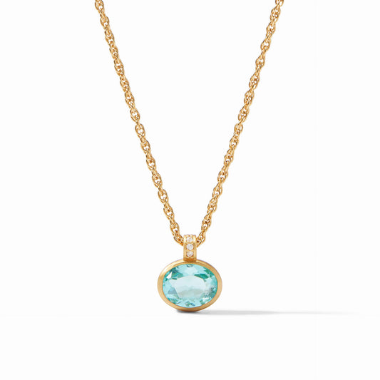 Antonia Oval Solitaire Gold Necklace | 16.5in+ Bahamian Blue