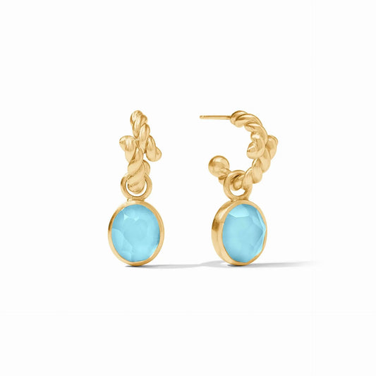 Nassau Hoop + Charm Earrings | Iridescent Capri Blue