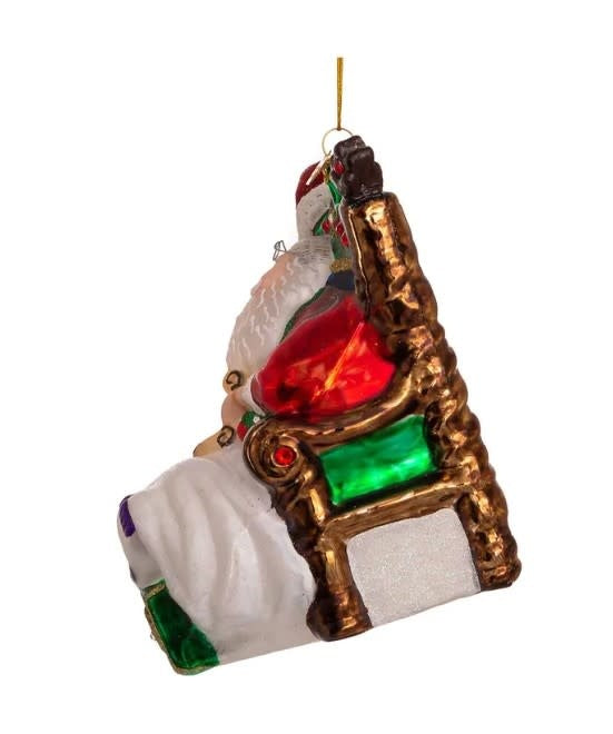 Snoozing in Santa's Chair Ornament