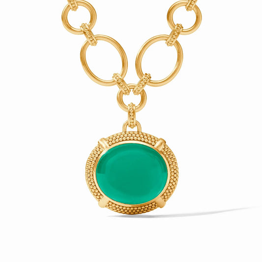 Cabochon Statement Necklace | 19-20in Iridescent Emerald Green