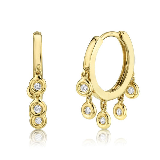 Small Diamond Shaker Hoop Earrings | .17c 14k YG