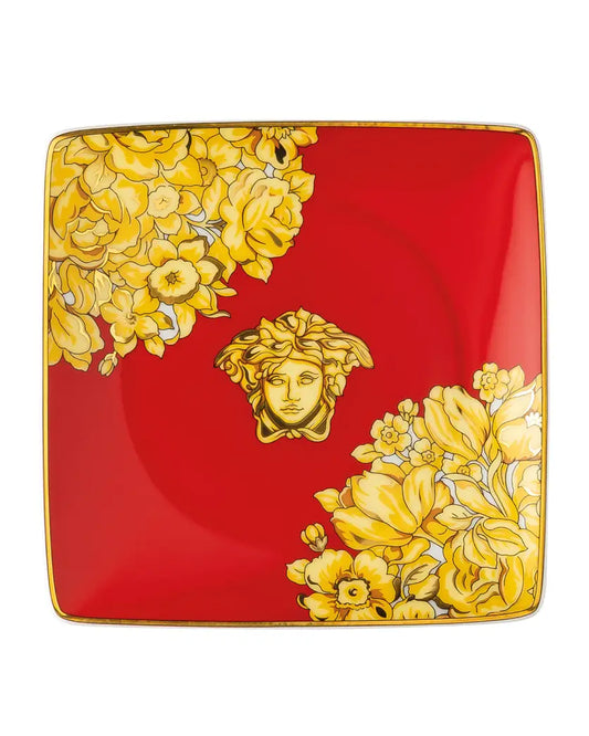 Versace Medusa Rhapsody Red Square Canape Dish | 4.75in