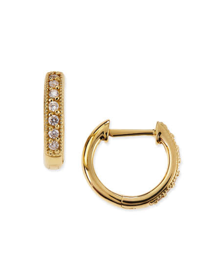 SINGLE | Diamond Huggie Hoop Earring | 18k Yellow Gold .055c