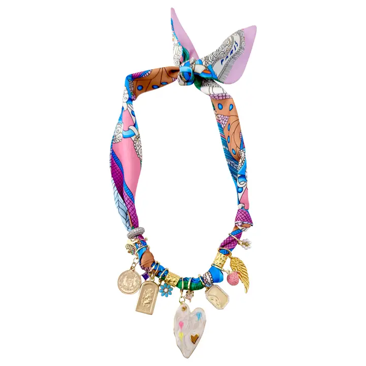 Fallon Multi Charm Scarf Necklace | 28in