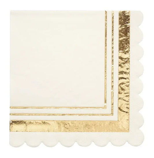 Gold + White Cocktail Napkins
