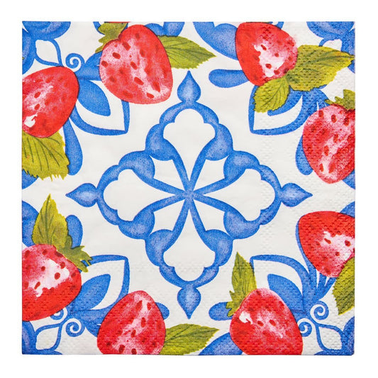 Bleu Strawberries Cocktail Napkins